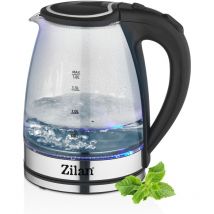 Glas Wasserkocher Blaue LED-Beleuchtung 1,8 Liter 1800 Watt Wasseraufbereiter - Zilan