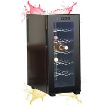 Zilan - Weinkühler 33 Liter 12 Flaschen Glastür Innenbeleuchtung Touchscreen mit led Anzeige Temperaturkontrolle