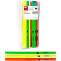 Zimmermannsbleistift Neo – 12 Stück – Ergonomisch, Neonfarben, bruchsichere Mine, Länge 250 mm, Strichstärke 1-2 mm