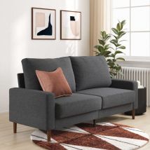 Canapé 2 personnes, Loveseat sofa en tissu Gris, Canapé design Contemporain avec accoudoirs carrés, Canapé pour salon, Garantie 2 ans - Zinus