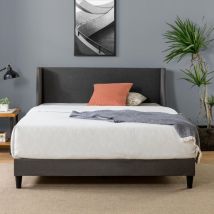 Evelyn Letto 80 x 190 cm - 25 cm di altezzo - Letto singolo - Struttura letto imbottita con testiera Wingback Deluxe - Grigio scuro - Zinus