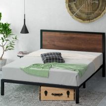 Zinus - Mory Letto 160x190 cm - Struttura letto 30 cm di altezza - Struttura letto a piattaforma in metallo e legno con testata e supporto a doghe in