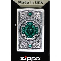 Accendino, Cromo, Satin Finish (Celtic Green Cross), 5.8 x 3.8 x 1.8 cm - Zippo