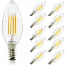 10 Pièces Ampoule led E14: Ampoule Bougie 4W 2700K, Filament Rétro Edison C35, Ampoule Vintage à Économie d'Énergie en Verre, Lumière Chaude - Non