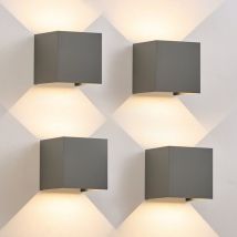 Applique murale led Extérieur Lampe - 4 pièces up down Luminaire extérieure 5W Spot mural intérieur Ip65 Etanche Lampe couloir Cage d'escalier ,gris
