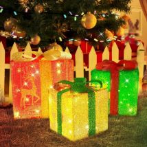 Coffret Cadeau led Décoration de Noël : lot de 3 boîtes de Noël avec télécommande éclairage de Noël intérieur décoration d'hiver 50 led éclairage