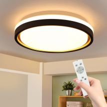 Plafonnier led dimmable salon avec télécommande - 18W 30cm Lampe de chambre ronde moderne en or blanc et noir éclairage de plafond pour chambre