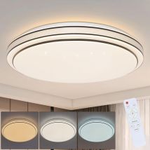 Plafonnier led Chambre à coucher - 23W Lampe de chambre à coucher Dimmable avec télécommande Ø27cm Lampe de couloir Ciel étoilé Rond Plafonnier Lampe