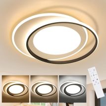Plafonnier led Salon Plafonnier : 48CM Dimmable Salon Lampe moderne Anneau Lampe de chambre 66W Design Acrylique Lampe de bureau avec télécommande