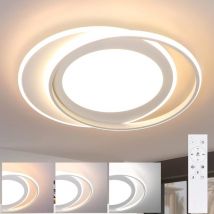 Plafonnier led Salon Plafonnier : 48CM Dimmable Salon Lampe moderne Anneau Lampe de chambre 66W Design Acrylique Lampe de bureau avec télécommande