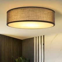 Plafonnier E27 rond - Moderne 30CM Gris foncé Lampe de salon avec abat-jour en tissu pour salon chambre à coucher cuisine couloir - ZMH