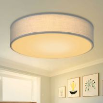 Plafonnier E27 rond - Moderne 30CM Gris clair Lampe de salon avec abat-jour en tissu pour salon chambre à coucher cuisine couloir - ZMH