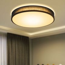 Plafonnier led Plafonnier chambre à coucher - Rund Stoff Schlafzimmerlampe mit Stoffschirm Modern Wohnzimmerlampe Küchellampe für Wohnzimmer Küche