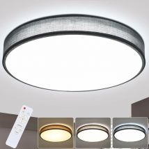 Plafonnier led Plafonnier chambre à coucher - Rund Stoff Schlafzimmerlampe mit Stoffschirm Modern Wohnzimmerlampe Küchellampe für Wohnzimmer Küche