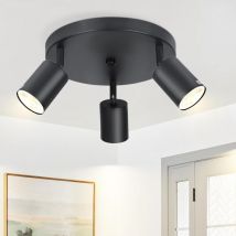 ZMH Plafonnier 3 Spots Moderne, Noir GU10 pivotants & orientables 350°Spot de plafond Métal Plafonnier Spots pour Salon couloir chambre - Sans
