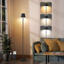 Lampadaire salon led lampadaire dimmable - lampadaire moderne à batterie usb avec 3 températures de couleur lampadaire nior pour chambre bureau et
