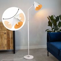 Lampe sur pied vintage Lampadaire de salon - 166 cm Blanc Lampadaire avec culot E27 - Max.40W - pour salon chambre à coucher chambre d'enfant bureau