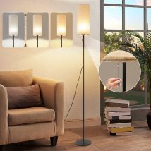 ZMH Lampe de stand salon dimmable Lampe de sol : Lampe de stand LED 3 températures de couleur Abat-jour en tissu vintage beige Lampe de sol avec