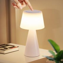 Lampe de table à piles Lampe de chevet led 2ER- 3600mhA Lsans fil Lampe tactile à intensité variable avec batterie rechargeable usb Blanc Lampes de