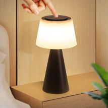 Lampe de table à piles Lampe de chevet led 2ER- 3600mhA Lsans fil Lampe tactile à intensité variable avec batterie rechargeable usb Noir Lampes de