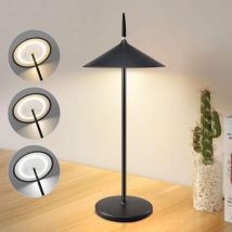 Lampe de Table Batterie Lampe de Chevet led - Lampes de Table Sans Fil 1800mhA Rechargeable Tactile Dimmable Moderne Noir Lampe de Table Extérieure