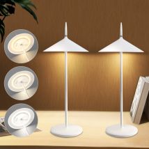 Lampe de Table Batterie Lampe de Chevet led - Lot de 2 Lampes de Table Sans Fil 1800mhA Rechargeable Tactile Dimmable Moderne Blanc Lampe de Table