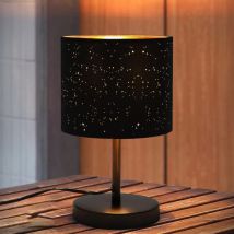 ZMH Lampe de Table de Salon Lampe de Chevet - Modern Lampe de Table Noire et Dorée Effet étoile Abat-jour en Tissu E27 Douille Rétro Lampe en Métal