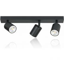Plafonnier led noir spot de plafond : plafonnier GU10 spots 3 flammes spot de plafond rotatif à 350° lampe de couloir moderne spot mural industr - ZMH