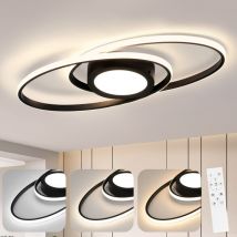 Plafonnier led Salon Plafonnier à intensité variable Chambre à coucher Noir avec télécommande 3000-6000K 48W Design moderne pour chambre d'enfant