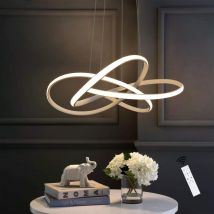 Led Lampe Suspension Plafonnier led pour salle à manger Blanc ø 62 cm Anneaux Lustre Salon 68 w Intensité variable avec télécommande Hauteur - ZMH