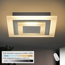 Led Plafonnier Salon Dimmable stepless avec télécommande 23W 30cm carré Plafond Lampe Bureau Plafonniers pour le salon, chambre à coucher, cuisine,