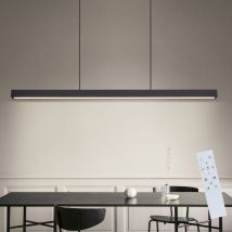Led Suspension Lampe de Salle à Manger Lampe Suspendue Dimmable Table à Manger Lampe Suspendue Bureau Noir avec Télécommande 50W Lampe de Table à