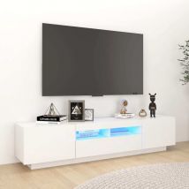 ZMH - Meuble tv avec lumières led Blanc brillant 180x35x40 cm
