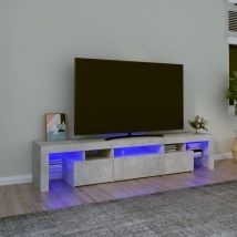 ZMH - Meuble tv avec lumières led Gris béton 200x36,5x40 cm