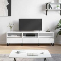 ZMH - Meuble tv blanc 150x30x44,5 cm bois d'ingénierie
