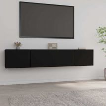 ZMH - Meubles tv 2 pcs Noir 80x30x30 cm Bois d'ingénierie