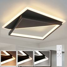 Plafonnier de salon à led - Dimmable 35CM Noir Plafonnier de salon Design moderne avec télécommande Plafonnier en métal pour cuisine salle à manger