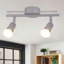 Plafonnier led 2 Spots de plafond argenté orientable GU10 - Spots de plafond 2 ampoule Appliques murales Plafonnier de salle de bain Cuisine Couloir