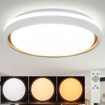 Plafonnier led dimmable salon - 18W Lampe de chambre ronde moderne 30cm éclairage de plafond avec télécommande pour chambre d'enfant cuisine salle à