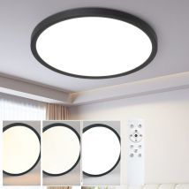 ZMH - Plafonnier led Lampe de Salle de Bain Dimmable - Diamètre 30 cm Noire Ronde Plate 24W Lampe de Cuisine Éclairage de Plafond Lampe de Chambre