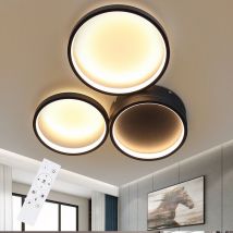 Plafonnier led noir plafonnier salon chambre 38W dimmable changement de couleur avec télécommande en aluminium anneau design couloir chambre