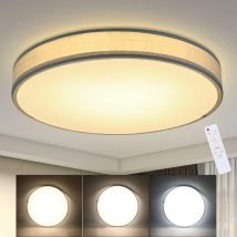 Plafonnier led Plafonnier chambre à coucher - Rund Stoff Schlafzimmerlampe mit Stoffschirm Modern Wohnzimmerlampe Küchellampe für Wohnzimmer Küche