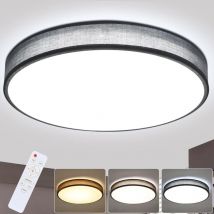 Plafonnier led Plafonnier chambre à coucher - Rund Stoff Schlafzimmerlampe mit Stoffschirm Modern Wohnzimmerlampe Küchellampe für Wohnzimmer Küche