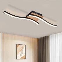 Plafonnier led Plafonnier Cuisine - 12W Bois 3000K Blanc Chaud Design Moderne Lampe de Chambre Lampe de Cuisine en Métal Noir pour Couloir Bureau