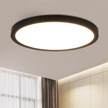 Plafonnier led plate Ronde Noir - Petit modèle moderne 3000K blanc chaud 24W Lampe de plafond pour entrée, salon, chambre à coucher, cuisine Ø30cm