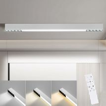 ZMH Plafonnier LED Salon - 44W Lampe de salon 80CM Longue Lampe de chambre Moderne Lampe de bureau Dimmable avec télécommande Blanc Eclairage de