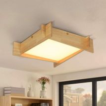 Plafonnier led Salon Lampe Bois Verre 3000 k Lumière Blanche Chaude Plafonnier Chambre 41 cm 22 w Carré Couloir Lampe Design Moderne Cuisine Lampe
