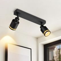 Plafonnier Plafonnier Moderne Noir Plafonnier: Spot de Plafond Orientable à 2 Ampoules Lampe de Couloir Plafonnier GU10 Spot Mural Intérieur en Métal