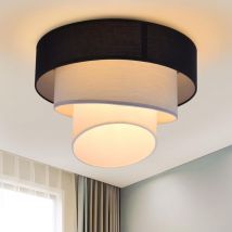 Plafonnier Salon Plafonnier Chambre - Abat-Jour en Tissu Lampe de Salon Plafond Ø40cm Lampe de Chambre Blanc Chaud E27 Plafonnier Noir Moderne pour