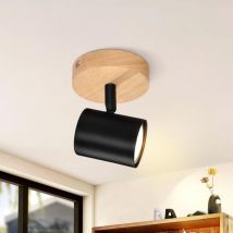 Plafonnier Spot GU10 - Noir Moderne Bois 350° Orientable Lampe de Salon pour Chambre Couloir Cuisine MAX.40W - Sans ampoule - ZMH
